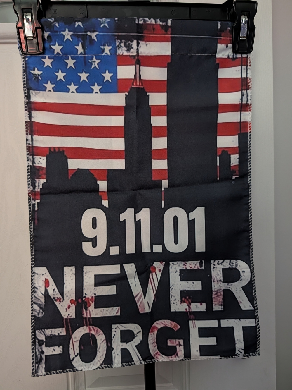 Never Forget 9.11.01 Memorial Wall Flag